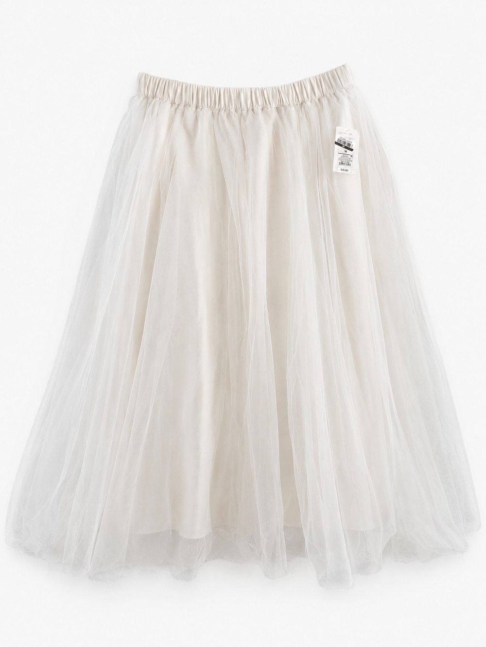 A New Day Cream Ivory Tulle Skirt NWT Size Medium Elastic Waist Ballet Faircore
